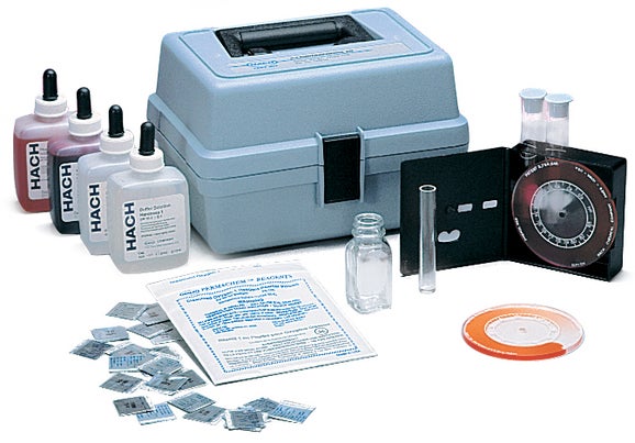 Hardness, iron, and pH test kit, model HA-62A