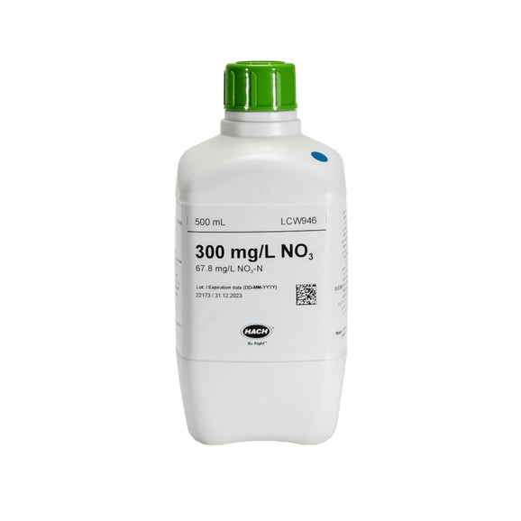 Nitrat-Standard, 300 mg/L NO₃ (67,8 mg/L NO₃-N), 500 mL